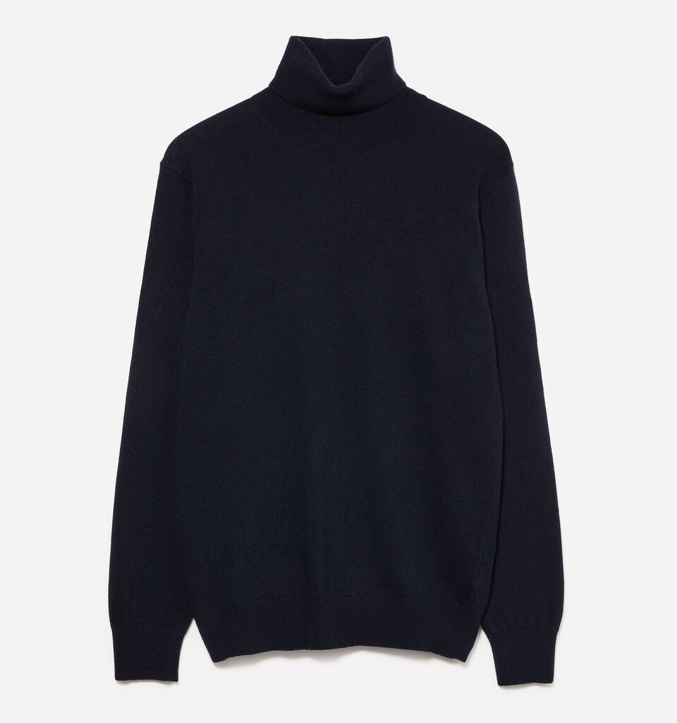 Dark blue regular fit sweater with high neck - men's high neck sweaters - Dark Blue | Sisley image number 1